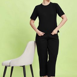 Selvia Round Neck Short Sleeves T-Shirt With Trousers-picture-38