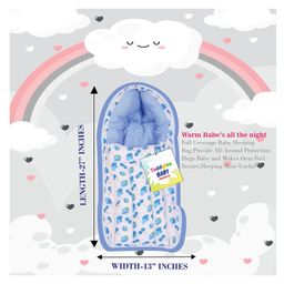 Toddylon New Born Baby Bedding Set Mattress with Mosquito Net & Sleeping Bag Combo - Blue image 5