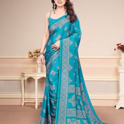 MAGNEITTA Geometric Print Festive Pure Chiffon Saree-image-32