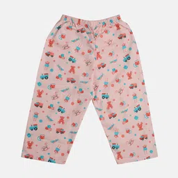 TINY HUG Boys Peach-Coloured & Red Printed Night suit image 5