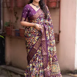 DIVASTRI Kalamkari Zari Silk Blend Saree-picture-20