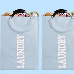 Stylista 3-Pcs Blue Printed Durable & Foldable Laundry Bag with Metal Handle-19