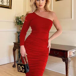 TRAQUILA Women One Shoulder Bodycon Dress-picture-7