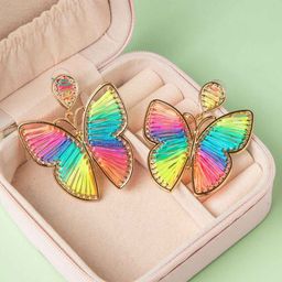 Niscka Gold-Plated Butterfly Shaped Drop Earrings-image-31