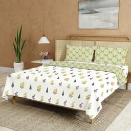 URBAN SPACE Yellow Floral Cotton 2 Piece Double Queen Superfine Bedding Set-image-63