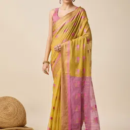 Rangtulika Ethnics Woven Design Zari Silk Cotton Saree-picture-42