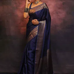 AMRUTKALA SAREES Zari Silk Blend Banarasi Saree-image-11