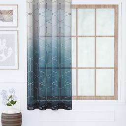 Story@home Navy Blue & White Geometric Sheer Window Curtain-image-67