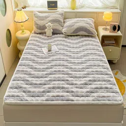 JC HOME Grey & White 150 TC Queen Bedsheet with 2 Pillow Covers-image-69