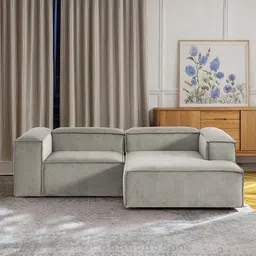 nestroots ElegantEdge Corduroy-Grey 2 Seater Versatile L Shaped Sofa-24