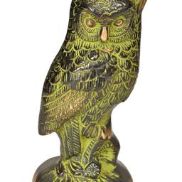 Exotic India Green & Black Brass Owl Showpiece-image-85