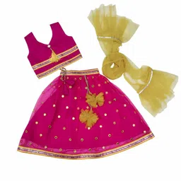 satyamfab Girls Embroidered Mirror Work Ready To Wear Lehenga With Blouse & Dupatta-image-54