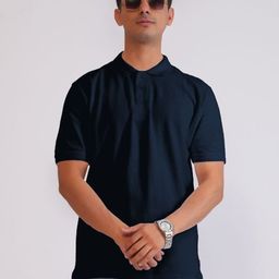 URBAN FLAUNT Men Solid Polo Collar Cotton T-shirt-picture-0