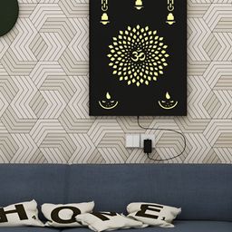 ANIKAA DivineGlow Black & White Om Wooden Panel Wall Art-image-50