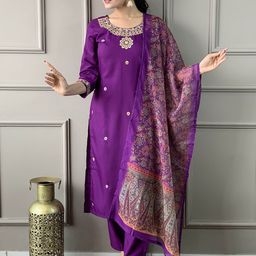 KALINI Women Floral Printed Kurta with Trousers & Dupatta-image-47