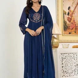 GRIOPY Women Floral Embroidered Kurta with Trousers & Dupatta-picture-31