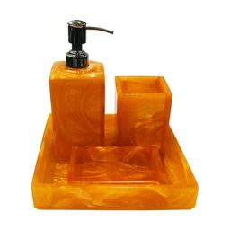 ShopMeFast Orange 4 piece Solid Polyresin Bath Accessories Set-37