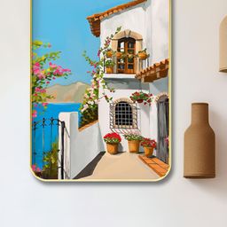 SAF Blue & White House Printed Wooden Wall Painting-image-13