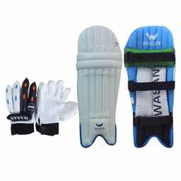 Wasan Cricket Batting Leg Guard And Gloves - Blue-image-63