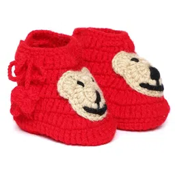 MayRa Knits Teddy Patch Booties - Red-picture-8