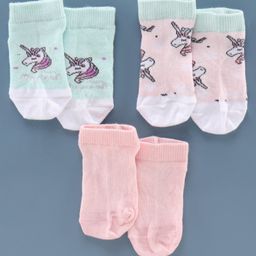 Mustang Ankle Length Socks Unicorn Design Pack of 3 - Pink Mint Green-image-65