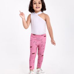 Kookie Kids Full Length Lounge Pant Reindeer Print - Pink-image-29