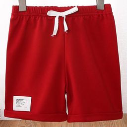 Kookie Kids Solid Color Knee Length Shorts - Red-image-18
