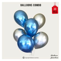 Balloon Junction Metallic Balloon Combo Blue Silver - Pack of 30-image-34