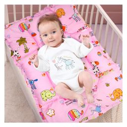 Baby Moo Mattress with In Built Neck Pillow and Bolster - Pink-picture-0