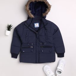 TOONYPORT Full Sleeves Solid Jacket - Blue-image-1