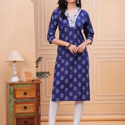 HIGHLIGHT FASHION EXPORT Floral Printed V-Neck Straight Kurta-image-35