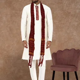 SKAVIJ Men Ethnic Motifs Embroidered Regular Thread Work Kurta with Churidar & With Dupatta-picture-1