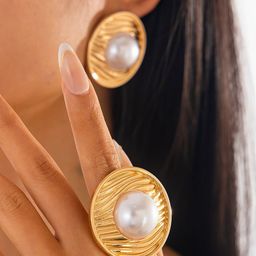 StyleCast x Revolte Gold Plated Artificial Beads Beaded Circular Shaped Studs image 3