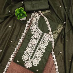 MANVAA Floral Embroidery Zari Unstitched Dress Material-picture-38