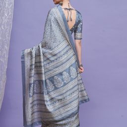 KALINI Ethnic Motifs Block Print Saree With Blouse Piece image 5
