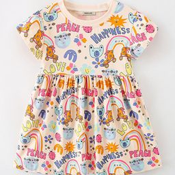 INCLUD Girls Typography Print Gathered or Pleated Fit & Flare Dress-image-49