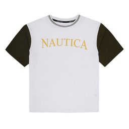 Nautica Boys Brand Logo Printed Pure Cotton Oversized T-shirt-image-88