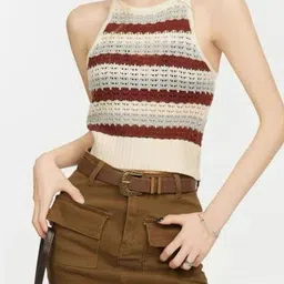 KPOP Polyester Striped Sleeveless Crop Top-image-31