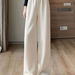 Outzidr Women Mid Rise Wide Leg Trousers-image-68