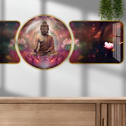 Aura Pink & Brown 1 Piece Wood Religious Wall Paintings-picture-34