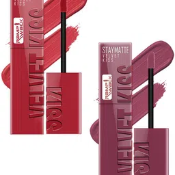 Ramp Walk Set Of 2 Velvet Kiss Liquid Lipstick - 3.5 ml Each -Matte Red 01-Light Mauve 04-7