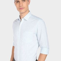 Arrow Men Spread Collar Checked Cotton Slim Fit Formal Shirt-image-59
