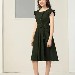OMPAX Flutter Sleeve A-Line Dress image 4