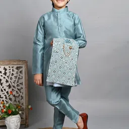 BT DEZINES Boys Band Collar Straight Kurta with Trousers-image-90