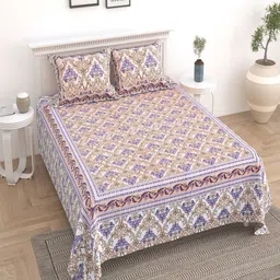Bombay Spreads Pink & Brown Floral 180 TC Cotton King Bedsheet Set 2.74 m X 2.20 m-image-55