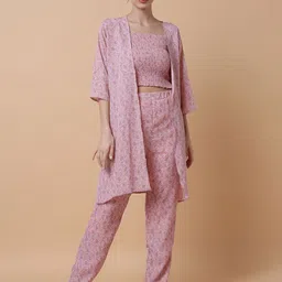SHOWOFF Floral Printed Crop Top & Trouser With Shrug-picture-11