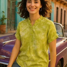 Maaesa Women Tie and dye dyed Mandarin Collar Shirt Style Top-image-16