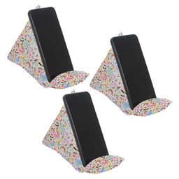 prettykrafts White 3 Pieces  Multi-Utility Fabric Phone Stands Organisers-18