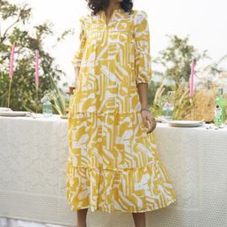 ZOLA Floral Printed Pure Cotton Maxi Ethnic Dress-image-15