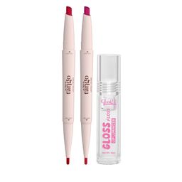 GLAM21 Set Of 3 Two To Tango Lip Liner - Vivid Maroon - Crimson Red & Lip Limunizer - 5 g-21